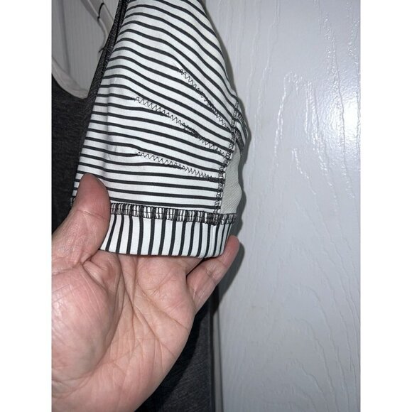 LULULEMON Athletica Gray Tank Ivory Sports Bra Striped Top 4 - Picture 5 of 10
